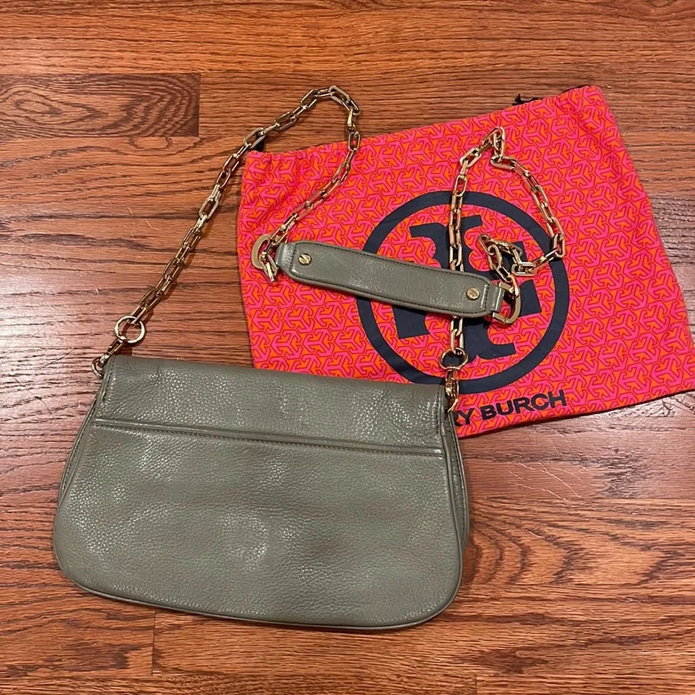Tory Burch crossbody - tan/gray and gold - Picture 5 of 5